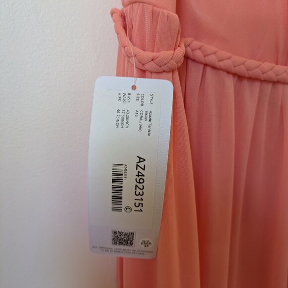 NWT Coral Azazie Tanicia Prom Dress Size A16 Bridesmaid Formal Wedding - Picture 10 of 11